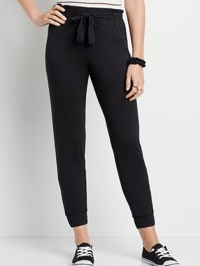 Rewash Black Knit Jogger High Waist Pull-on Tie Belt Pants Women's Large